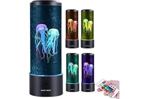 Probuk Jellyfish Night Light Aquarium Magic Lava Lamp with Remote Change Colours&4 Modes,USB/Battery Operated Sensory Relaxing Atmosphere Mood Night Lights for Bedroom Home Office Decorations-11.81in