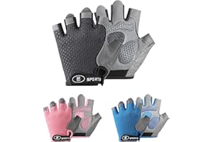 Mecmbj Guantes Bici Niño, Guantes Ciclismo Medio Dedo para Niños de 9 a 13 Años, Antideslizantes, Porosità, Adecuado para Ciclismo, Escalada, Patinaje sobre Hielo(Gris)
