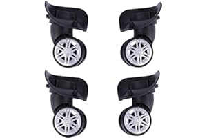 LEZED Koła bagażowe wymienne koła obrotowe uniwersalne trwałe gumowe wyciszone kółka okucia ciche koło pasowe do walizki podróżnej 4 szt, Czarny, 10.5 x 5 cm