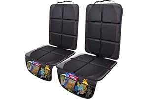 Gimars Car Seat Protector, 2 Pack, Leather Seats Protectors for Child Seats, Isofix Compatible, Waterproof Baby Carseat Cover with Thicker Pad, 2 Mesh Pockets for SUV Sedan Trunk Pet Kids