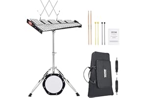 VEVOR Glockenspiel-Xylophon-Set mit 32 Noten, professionelles Schlaginstrumenten-Set mit Schlägeln, Trommelstöcken, Notenständer, 20,3 cm Übungspad, verstellbarem Ständer und Tragetasche