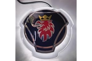 FORTEN KINGDOM 1 lot d'emblème Griffin bleu rouge pour grille avant de voiture Scania avec éclairage LED 24 V (éclairage blanc)