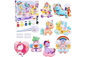 BelleStyle Unicornios para Niñas Kit de Pintura de Yeso Arte y Manualidades Juguetes Niña, Figuras de Escayola Pintar Kit Juego Regalos Creativo Cumpleaños Navidad para Niños 5 6 7 8 9 10 11 12 Años