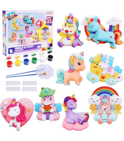 Kit Créatif Licorne En Plâtre à Peindre - Moule Silicone, Peintures Incluses, Activité Manuelle Enfants 5-10 Ans - 6