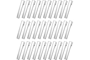LICQIC 30 Pcs Crocodile Hair Clips, Metal Duckbill Alligator Hair Clips, for DIY Hair Extensions (Silver, 46 mm)