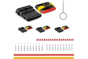 JRready ST6481-06-03 Connecteur automobile étanche, connecteur de câble mâle et femelle à 6 broches pour le câblage de voiture, camion, moto, bateau, 18-16AWG, 3 jeux