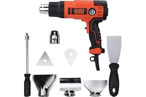 BLACK+DECKER Decapador Térmico 2000W, Pistola de calor, Temperatura Ajustable 65-645°C, 2 Caudales de Aire, Empuñadura Ergonómica, Incluye 8 Accesorios y Maletín, 230V, KX2200K