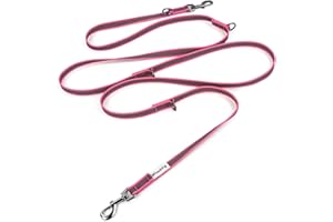 Wisedog 3m Pink Double-Ended Rubberised Dog Lead Lightweight Non-Slip Hands Free Lead for Dog for Walking Running Camping