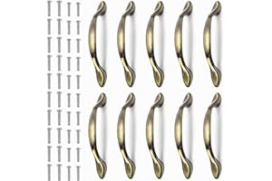 Kinsinder 10x Tiradores para Puertas de Cocina 128mm Vintage Retro Tiradores para Armarios - Tiradores Tallados a Mano para Cajones y Puertas de Cocina (Bronce Verde)