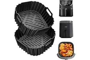 DICTIEN Molde Silicona Freidora de Aire para COSORI 4,7L / 5,5L, 2 Piezas Reutilizables Recipiente Cuadrado Air Fryer Accessoire Esenciales Cesta Utensilios Antiadherente sin BPA, Lavable a Máquina
