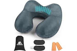 flintronic Nadmuchiwana poduszka podróżna, ultralekka i kompaktowa poduszka powietrzna, miękki aksamit, zmywalna poszewka na poduszkę, ergonomiczna poduszka na szyję, idealna do biura samolotu