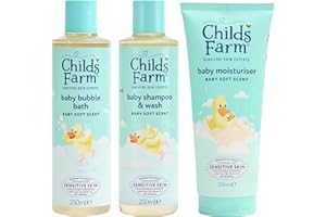 Childs Farm Baby Regime Bundle | Bubble Bath (250ml), Shampoo & Body Wash (250ml) and Body Moisturiser (200ml) | Baby Soft Scent | Suitable for Newborns with Sensitive, Dry, Itchy Skin