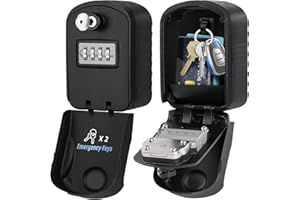 ENONEO - Cassetta per chiavi di sicurezza, con 4 codici e chiavi di emergenza, impermeabile e arrugginito, per scuola, ufficio, fabbrica (nero)