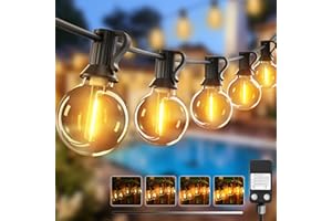 litogo 18M/60FT Festoon Lights Outdoor, Timer & Dimmable Garden Lights Mains Powered, 18+2 Shatterproof G40 Bulbs, Waterproof Outside String Light for Yard Wedding Gazebo Patio Party