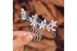 IYOU Peine para el Pelo Boda Cristal para Mujer Accesorios para el Cabello Novia Tocado Flores Pedazo de Pelo Invitado Graduación para Novias y Damas de Honor