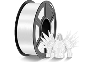 ‎TECBEARS TECBEARS Jedwabny filament PLA, 1,75 mm, błyszczący, do drukarki 1KG, jedwabiście gładkie wykończenie, dobre odwzorowanie kolorów, dokładność wymiarowa +/- 0,02, 1 szpula, 1 kg, biały