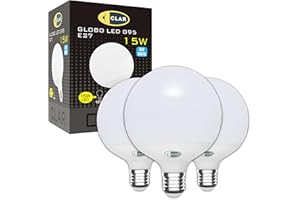 CLAR - Lampadine Grandi A Palla, Lampadina Led E27 Sfera Grande, Globo LED 15W E27, Luce Naturale 4000ºK (Pack 3)