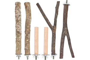CKANDAY Lot de 6 perchoirs à Oiseaux Cage à Oiseaux Jouets en Bois Naturel Branche Debout Plateforme de Jeu pour Petites et Moyennes perruches aras pinsons calopsittes perruches Conures Accessoires pour Cage