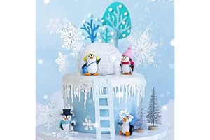 JeVenis 14 piezas de decoración de pastel de pingüino de invierno decoración de pastel de copo de nieve decoración de pastel de invierno suministros de fiesta de Onederland