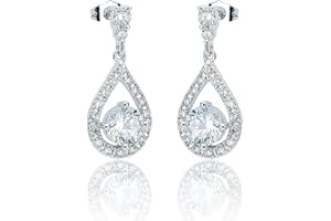 Elegance Parisienne Orecchini alla moda da donna, placcati oro 18K, in argento 925, cristallo Swarovski Elements, in oro bianco con strass