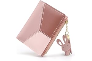 CHAOFANXI Portafoglio Donna in Pelle Sintetica Liscia eMorbida, Portafoglio Donna Piccolo e Corto, Portafoglio Donna in Bellissimi Colori con Cerniera,Rosa