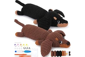 GONZTEL Kit de Crochet para Principiantes, Set Completo con Patrón de Perro Salchicha, Tutorial en Video Paso a Paso, Manual de Crochet, Ideal para Crear Amigurumi y Aprender Crochet