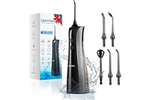 Leominor Water Flosser for Teeth - 5 Modes Cordless Portable Water Teeth Cleaner IPX7 Waterproof Oral Irrigator Rechargeable, Professional Dental Flossing Cleaning Picks for Home Travel