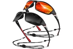 Sunier Polarised Sports Sunglasses for Men Women, Wrap Around Unbreakable Fishing Driving 100% UV400 Protection Sun Glasses