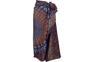 GURU SHOP Dünnes Tuch, Sarong, Mandala Wandbehang, Sarongkleid, Herren/Damen, Rot, Baumwolle, Size:One Size
