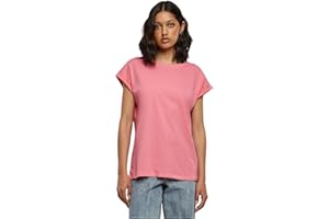 URBAN CLASSICS t-shirt da Donna con Manica Arrotolata, Maglietta a Maniche Corte da Donna in Cotone, Tee Shirt con Scollo Rotondo e Spalle Arrotondate, Diversi Colori Disponibili, Taglie: XS–5XL
