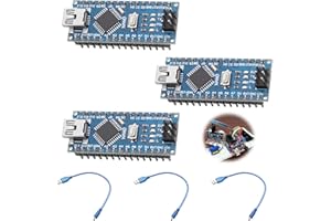 RJLLKD 3 Pieces Pre-Soldered Nano Board Ch340 Chip, Arduino Nano Module Terminal Adapter Expansion Board Mini USB Micro Interfaces with 3 USB Cable Compatible with Arduino Development Environment