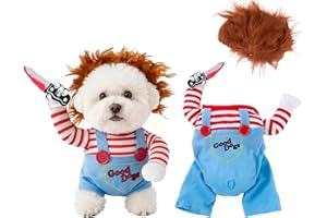 Meriviva Halloween Dog Costume with Wig, Halloween Killer Doll Costume Dogs Cats for Pet Clothes Cosplay Party (XL)