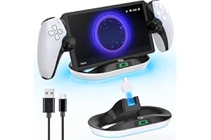 TOKLUCK Support de Charge pour Lecteur à Distance PS Portal, Station de Charge Portable PS avec 9 Modes LED, Chargeur de Support PS, Station d’Accueil Portal avec Connecteur Magnétique, Socle Portable PS