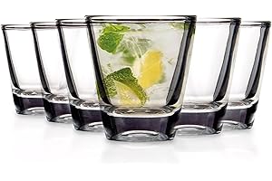 Premier Housewares Euri 25ml Shot Glasses Set of 6 | Reusable Clear Shot Glass for Vodka Shots, Rum, Brandy, Jello Shots | Heavy Base Shot Glass Set for Home Bar, Pub, Event, Party