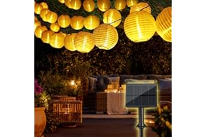 Bowfar Solarny łańcuch świetlny na zewnątrz, 10 m, 50 diod LED, 800 mAh, z ulepszonym panelem słonecznym, 8 trybów, odporny na warunki atmosferyczne, do ogrodu, na balkon, taras, ślub, ciepły