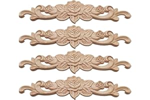 Hezhou Decalcomanie in Legno Decorative Applique in Legno Decalcomania di Intaglio del Legno per Mobili Armadi Pareti per intagliare decorativi vintage mobili per armadietti porte specchi telaio (F)