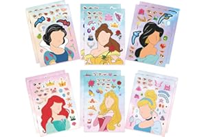 AZXNDY 12 Sheets Princess DIY Stickers for Kids,Make Your Own Personalized Cartoon Stickers for Kids,Match Make a Face Art Crafts Suitable for Birthday Party Supplies Gifts