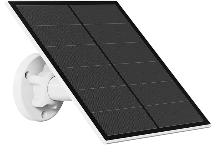 5W Solar Panel for Security Camera, Solar Panel for DC 5V Outdoor Rechargeable Battery Camera, Solar Panels with Micro USB and USB-C Port, Adjustable Security Mount, IP65 Waterproof, 9.8ft Cable