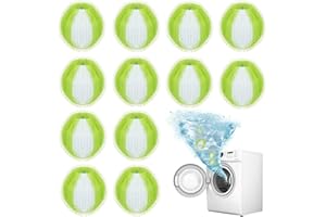 FQQF 12 Stücke Tierhaarentferner Waschmaschine,Haarentferner Tierhaare,Fusselbälle Waschmaschine,Wiederverwendbar Fusselball Haarfänger für Wäschetrockner und Waschmaschine