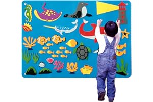 GATPHY Jouet en Feutrine 105 x 75 cm Tableau en Feutrine pour Enfant Suspendu Auto-Adhésif Jouet Enfant 3 Ans Garçon Animaux Ferme Enfant Fille Préscolaire pour Jouet Jeu Éducatif (Océan)