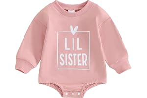 SAEEVIMA Kinder Mädchen Entspannt Sweatshirt für Schwestern Langarm Rundhalsausschnitt Kleine/Große Schwestern Print Pullover Shirt Famliy Sisters Passende Warme Kleidung