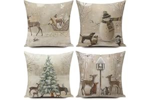 HUASHUZI świąteczne dekoracje poduszki boże narodzenie dekoracje Poduszka bożonarodzeniowa dekoracja zimowa 4 sztuki 40 x 40 cm