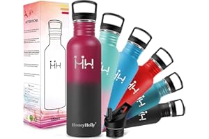 HoneyHolly Botella Acero Inoxidable, 750ml, Botella de Agua, Cantimplora de Acero Inoxidable, Botella de una sola pared, sin bpa Reutilizable para Deporte, Gimnasio, Bicicleta