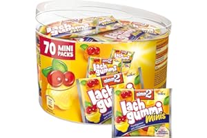 ‎NIMM2 LACHGUMMI nimm2 Lachgummi Minis Round Tin - 1 x 735g (70 Mini Packs) - Fruit Gum with Fruit Juice and Vitamins