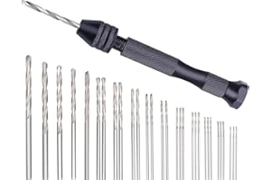 Andifany Hand Drill Bits Set 31Pcs Hand Drill Set Precision Pin Vise Micro- Twist Drill Bits for Metal Wood, Delicate Manual Work, Electronic Assembling and Model Making, DIY Drilling