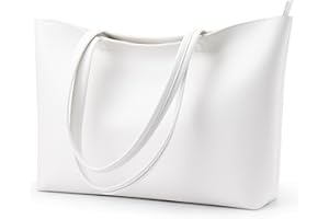 KALIDI - Grande borsa a mano da donna in pelle sintetica PU, shopper, tote bag, impermeabile, con chiusura lampo, per lavoro, viaggi, shopping, scuola