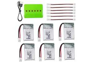 ZYGY 6piezas 3.7V 220mAh Batería de Litio y 6en1 Cargador de Equilibrio para E010 E010C E011 E011C E013 GoolRC T36 NINHUI NH010 F36 H36 HS210 SANROCK GD65A ATOYX AT-66 Cuadricóptero RC Drone