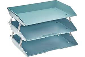 Acrimet Bandeja de 3 Niveles para Cartas/Carga Lateral A4, Organizador de Archivos de Escritorio, Plástico (Color Verde)