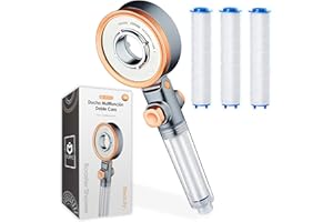 BIORYC® Soffione Doccia con Filtro + 2 Filtri | Soffione Doccia Anticalcare ad Alta Pressione con Purificatore d’Acqua e Filtro Anticalcare per Corpo e Capelli (3 FILTRI)