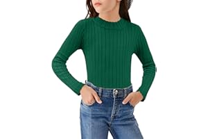 Arshiner Ragazze Manica Lunga Termica Bambine Mezzo Dolcevita T-Shirt Collo Rotondo Maglione Elegante Moda Abbigliamento Autunno Inverno Casual Manica Lunga per Ragazza 5-13 Anni